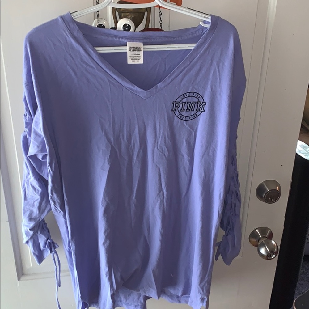 Pink V-Neck Long Sleeve T